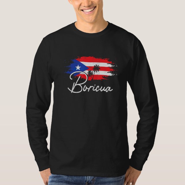 Camiseta Porto Rico Boricua Porto Rico Bandeira Orgulho Vin (Frente)