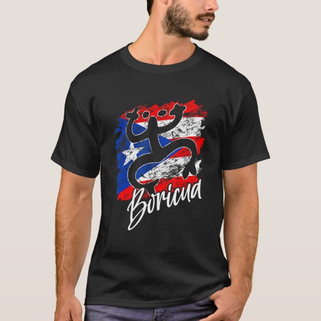 Camiseta Porto Rico Distante Raízes Ricas Coqui Taino Bor (Frente)