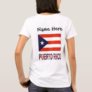 Camiseta Porto Rico e Bandeira de Porto Rico com o Seu Nome