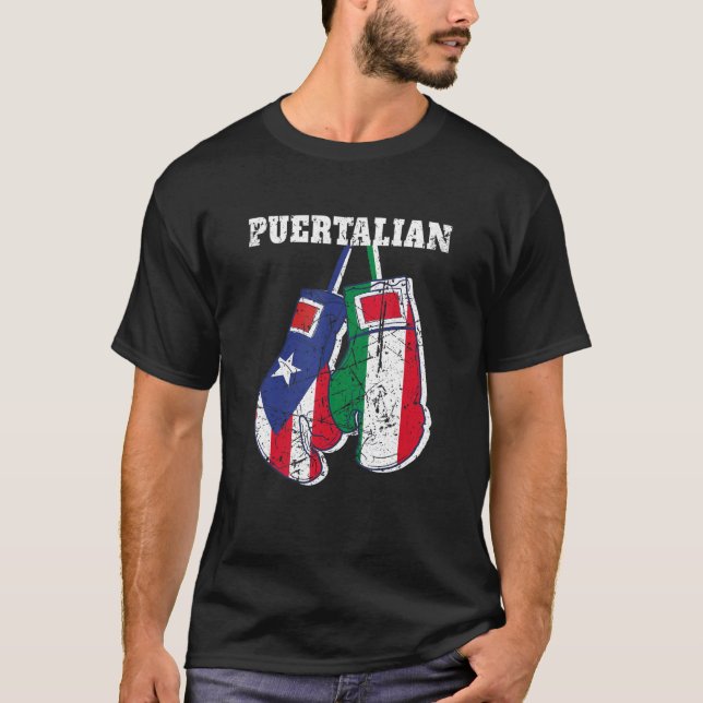 Camiseta Porto Rico E Bandeira Italiana Puertalian (Frente)