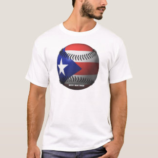 Camiseta Porto Rico Flag cobrindo um beisebol