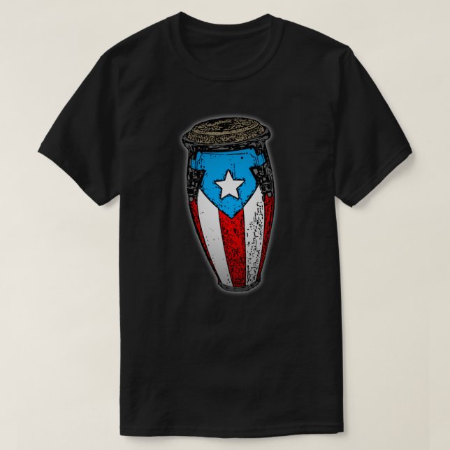 Camiseta Porto-Rico Flag Conga Drum T-Shirt (Frente do Design)