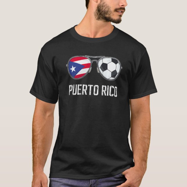 Camiseta Porto Rico Flag e Futebol Sunglass Porto Rico (Frente)