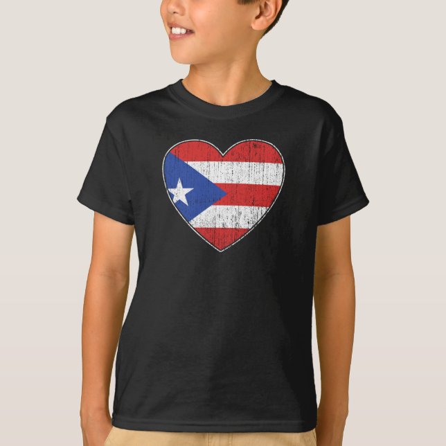 Camiseta Porto Rico Flag Love Heart Puertorican (Frente)