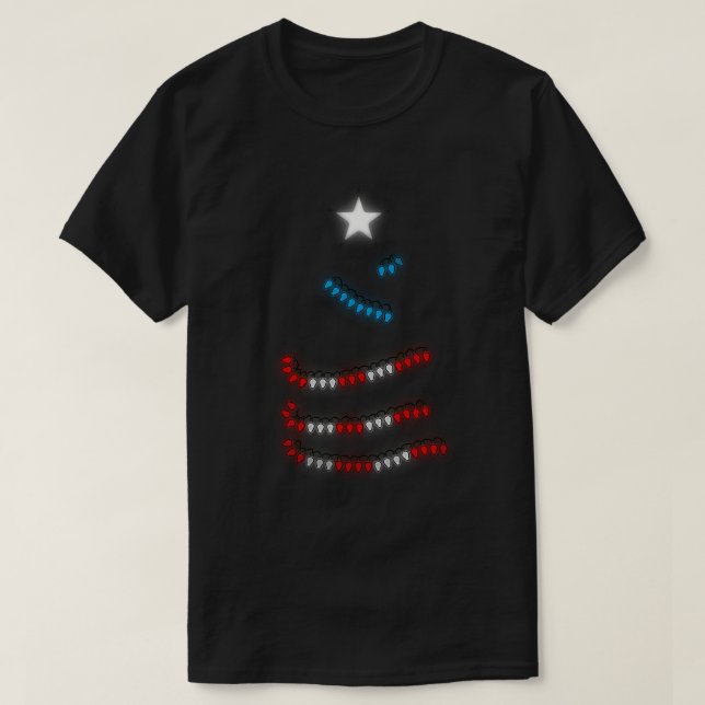 Camiseta Porto Rico Flag Xmas Lights I Navidad Boricua (Frente do Design)