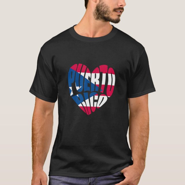 Camiseta Porto Rico Heart Flag Porto Rico Boriquen Herit (Frente)