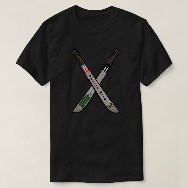 Camiseta Porto Rico Machete Flag Map Coqui Taino T-Shirt (Frente do Design)