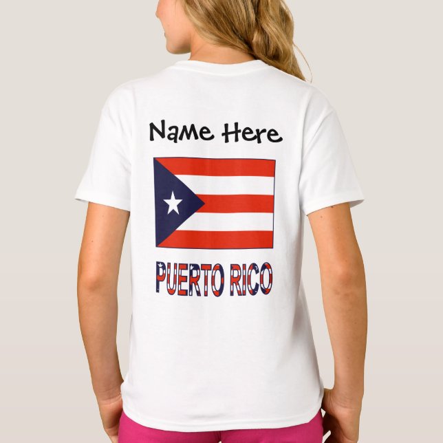 Camiseta Porto Rico Porto Rico Bandeira Personalização Azul (Verso)