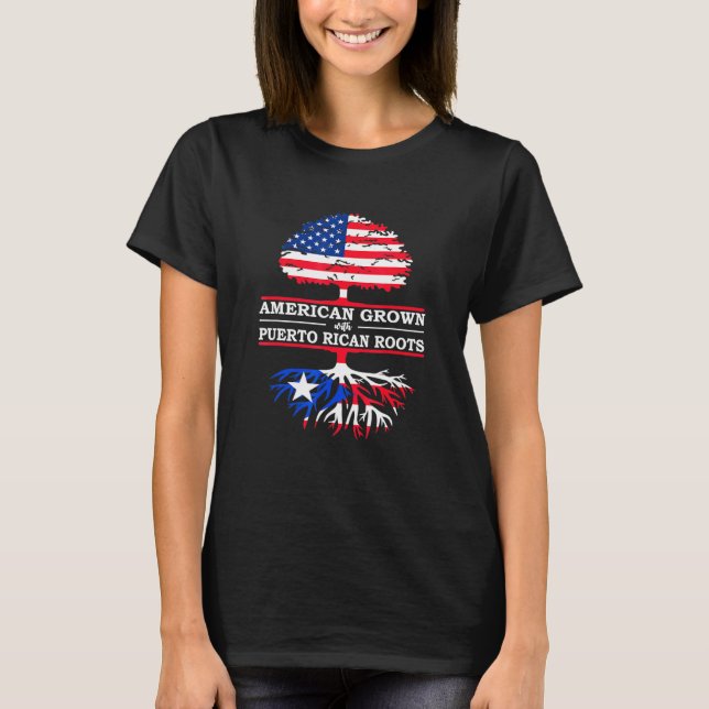 Camiseta Porto Rico Raiz Bandeira Americana (Frente)
