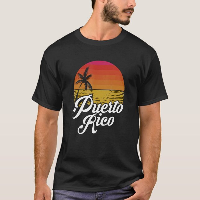 Camiseta Porto Rico Sunset Island Tropical Beach Summer Va (Frente)