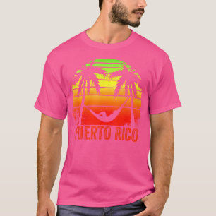Camiseta Porto Rico Sunset Palm Trees Beach Hammock