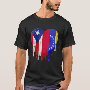 Camiseta Porto Rico Venezuela Sinalizador Coração Cultivado