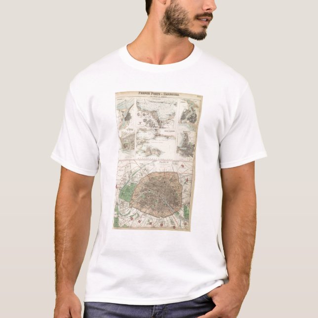 Camiseta Portos de Portsand do francês e plano de Paris (Frente)