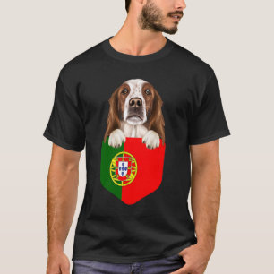 Camiseta Portugal Bandeira Cão Vermelho e Branco Irlandês C