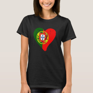 Camiseta Portugal Coração Pavilhão Português Mulheres Crian