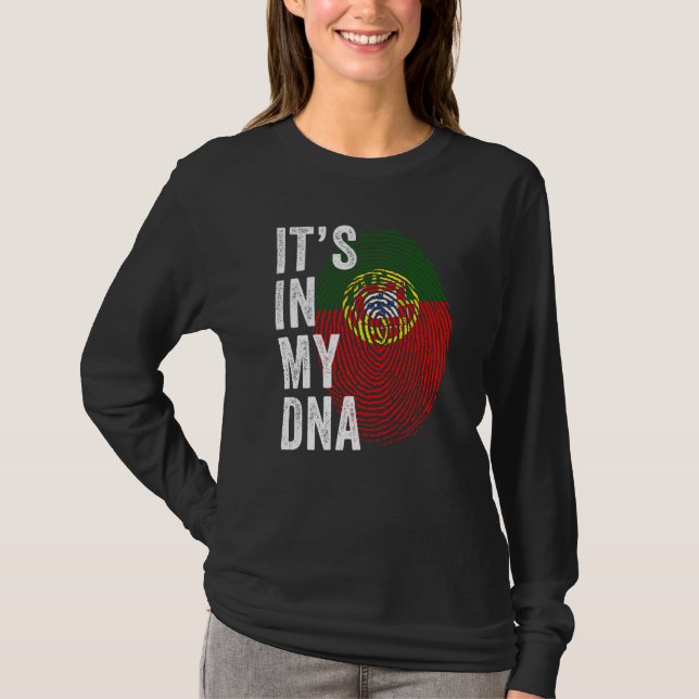 Camiseta Portugal Está No Meu DNA Cute Impressão Digital Po (Frente)
