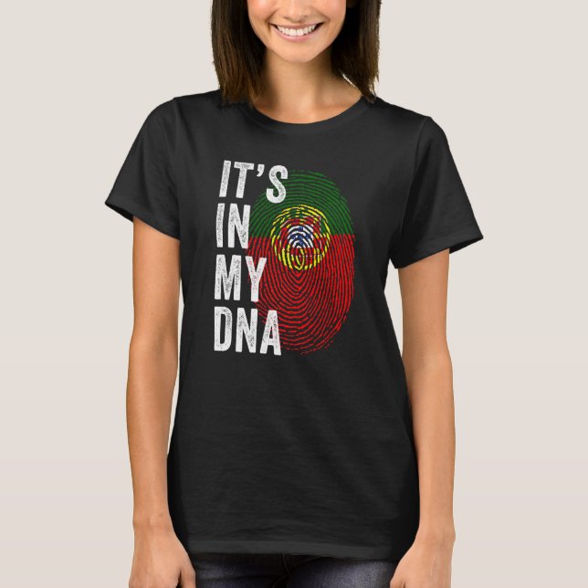 Camiseta Portugal Está No Meu DNA Impressão Digital Portugu (Frente)