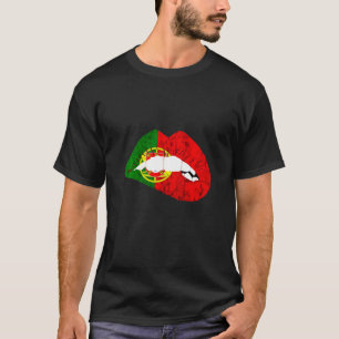 Camiseta Portugal Lábios Mouth Me Biting Português Kissi