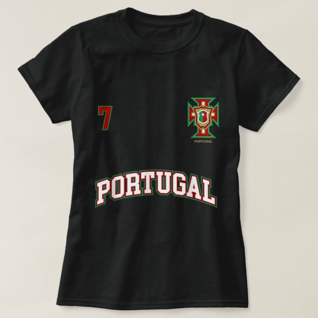 Camiseta Portugal Número 7 Equipe de futebol Portugal F (Frente do Design)