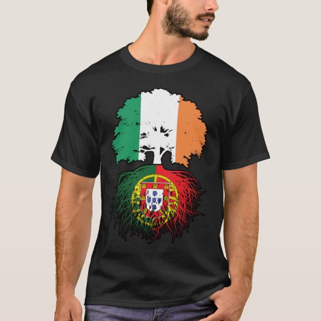 Camiseta Portugal Portugal Irish Tree Roots Flag (Frente)