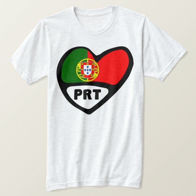 Camiseta Portugal PRT Heart Flag (Frente do Design)