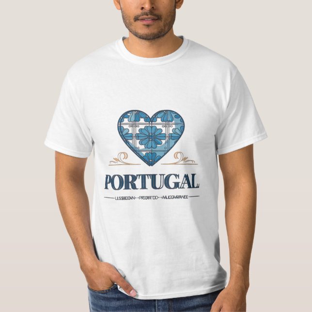 Camiseta Portuguese Azulejo Heart Portugal T-Shirt – Lisbon (Frente)