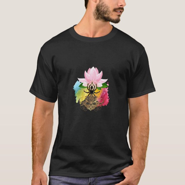 Camiseta Pose da Diva do Yoga Flor (Frente)