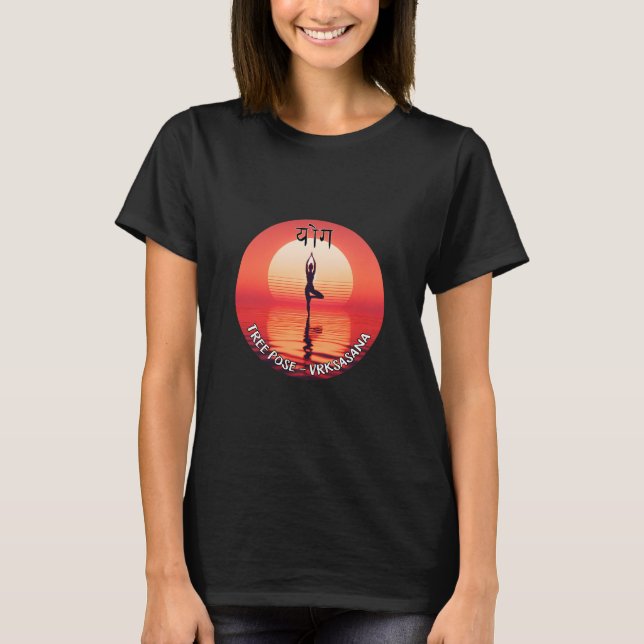 Camiseta Pose de Árvore - Gráfico Sunset Vrksasana I Yoga (Frente)