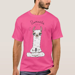 Camiseta Pose de yoga com lhama e menino lhama