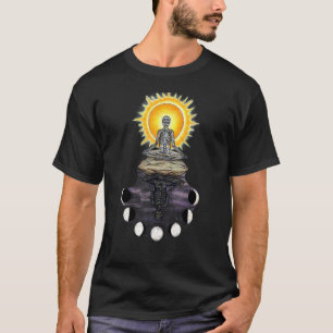 Camiseta Pose de Yoga do Esqueleto Meditação Goth ic Legal
