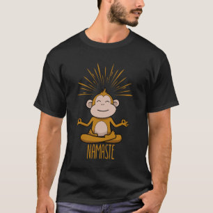 Camiseta Pose de Yoga Namaste de Macaco Engraçado para Iogu