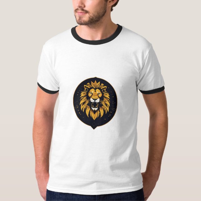 Camiseta pose real ruidosa de um leão (Frente)