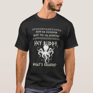 Camiseta Poseidon e Monstro da mitologia grega antiga Histo