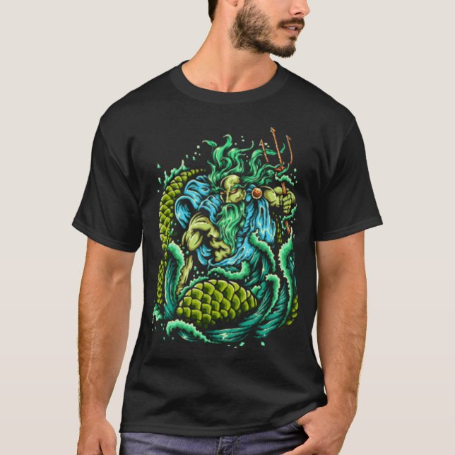 Camiseta Poseidon - Rei Do Mar - Mitologia Grega Oceano (Frente)