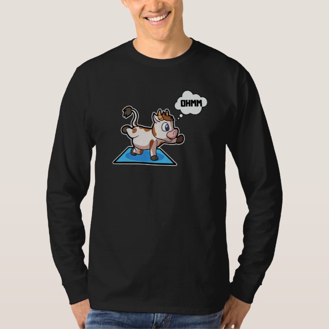 Camiseta Poses de Ioga de Bezerro de Vaca Esporte Ginástica (Frente)