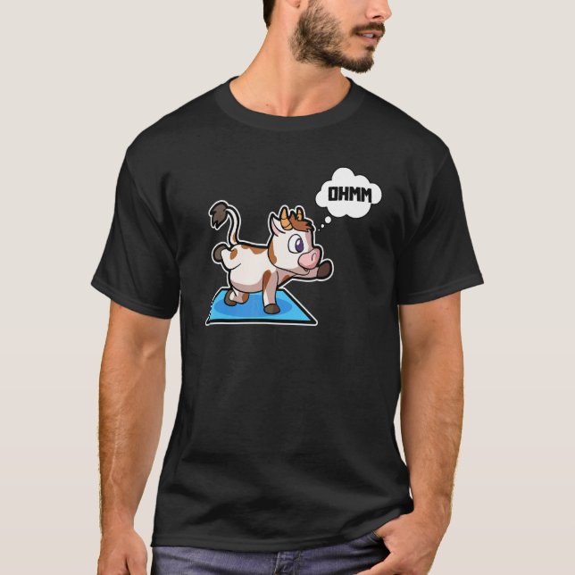 Camiseta Poses de Ioga de Bezerro de Vaca Esporte Ginástica (Frente)