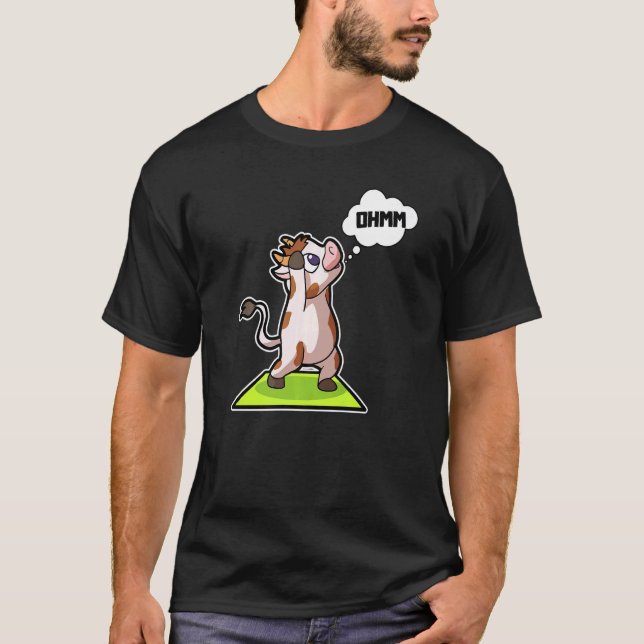 Camiseta Poses de Ioga de Bezerro de Vaca Esporte Ginástica (Frente)