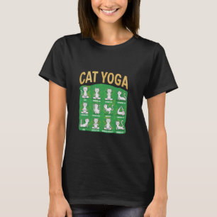 Camiseta Poses de Yoga com Gatos Gatos Praticando Mindfulne
