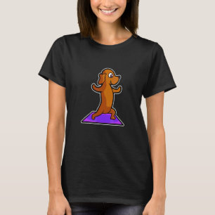 Camiseta Poses de Yoga Dachshund Esporte Ginástica Ohmmm Co