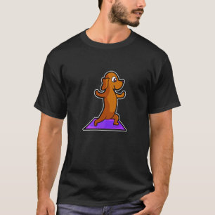 Camiseta Poses de Yoga Dachshund Esporte Ginástica Ohmmm Co