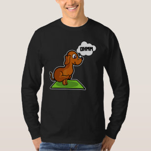 Camiseta Poses de Yoga Dachshund Esporte Ginástica Ohmmm Co