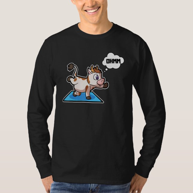 Camiseta Poses de Yoga de Bezerro de Vaca Esporte Ginástica (Frente)