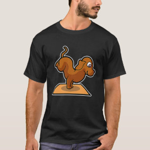 Camiseta Poses de Yoga de Dachshund Esporte Ginástica Ohmmm