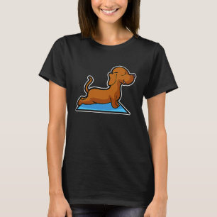Camiseta Poses de Yoga de Dachshund Esporte Ginástica Ohmmm