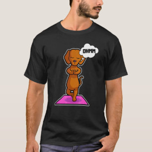 Camiseta Poses de Yoga de Dachshund Esporte Ginástica Ohmmm