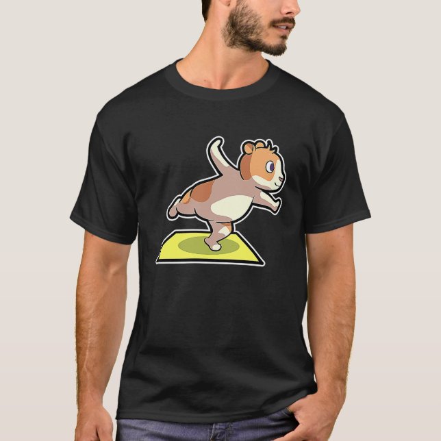 Camiseta Poses de Yoga de Hamster Esporte Ginástica Ohm Bat (Frente)