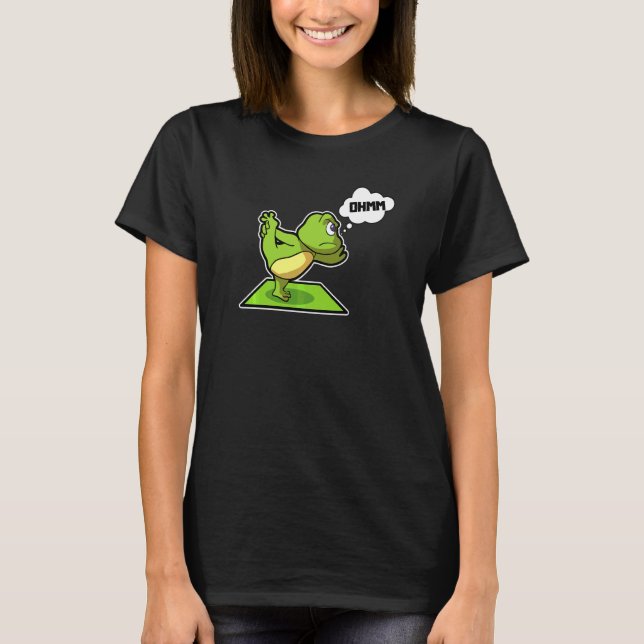 Camiseta Poses de Yoga Sapo Sapo Esportes Ginástica Ohm Cor (Frente)