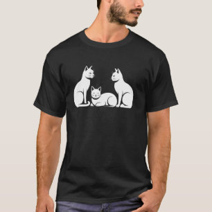 Camiseta Poses Divertidas de Gato em Design Minimalista par