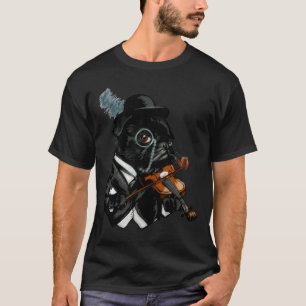 Camiseta Posh Black Cigar Frenchie Bulldog Jogando Violino