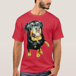 Camiseta Posição do Sit do Rottweiler Bonito Cortada